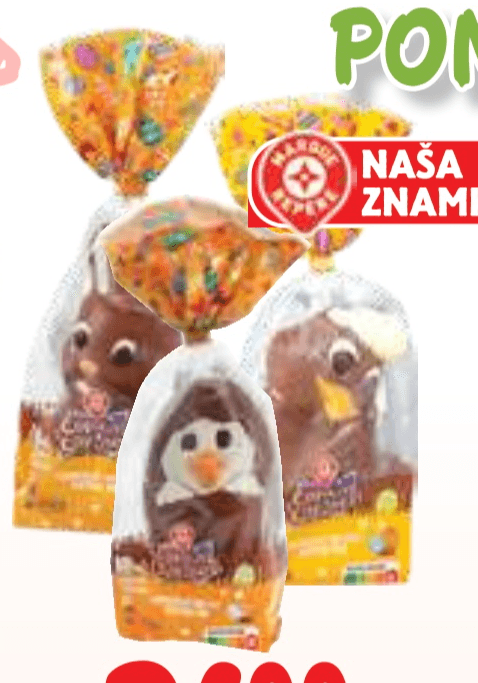 Čokoladni zajec, kokoška ali piščanec Copains Copines 175 g - Akcija v trgovini E.Leclerc