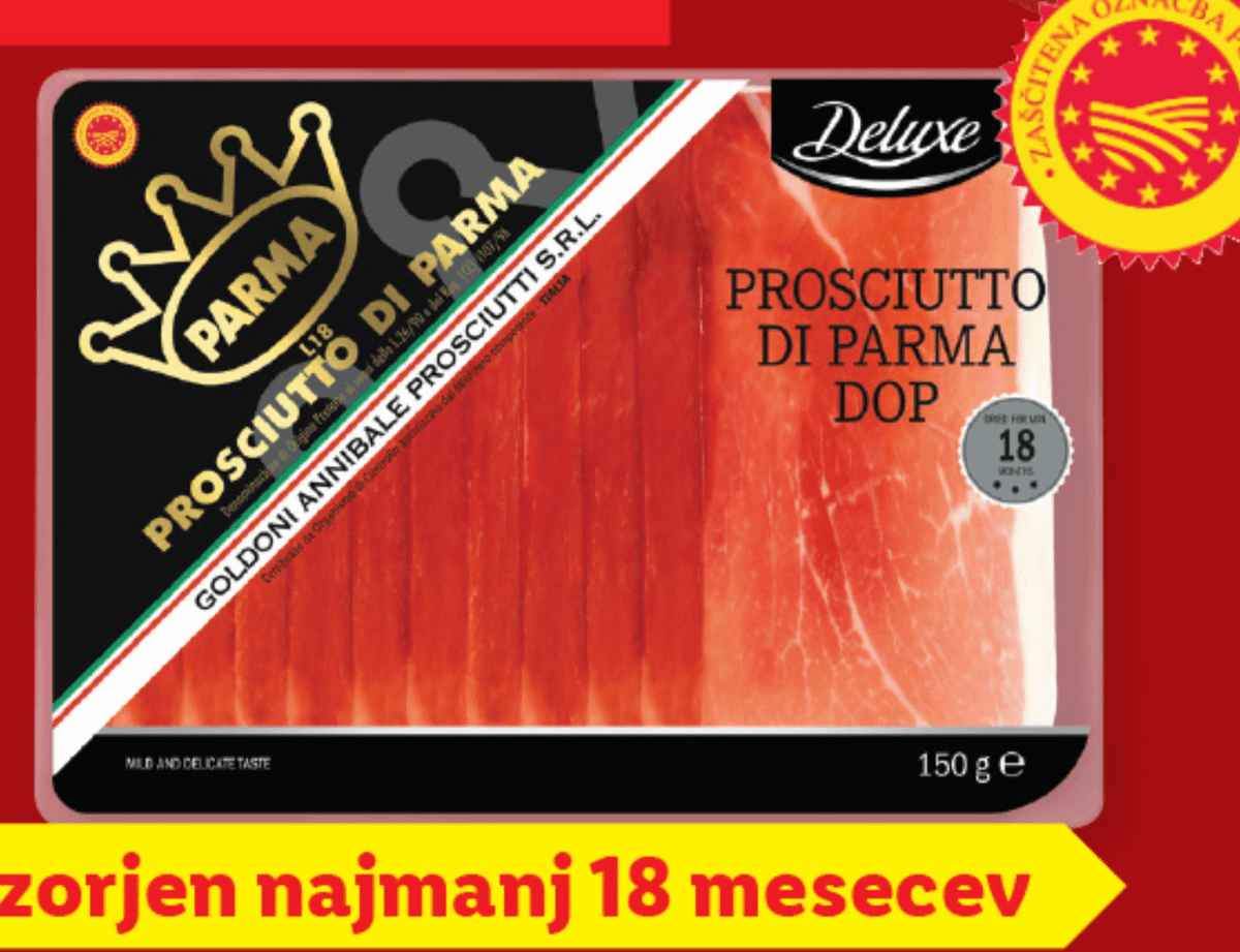 Deluxe Italijanski pršut „Prosciutto di Parma" 150 g - Akcija v trgovini Lidl