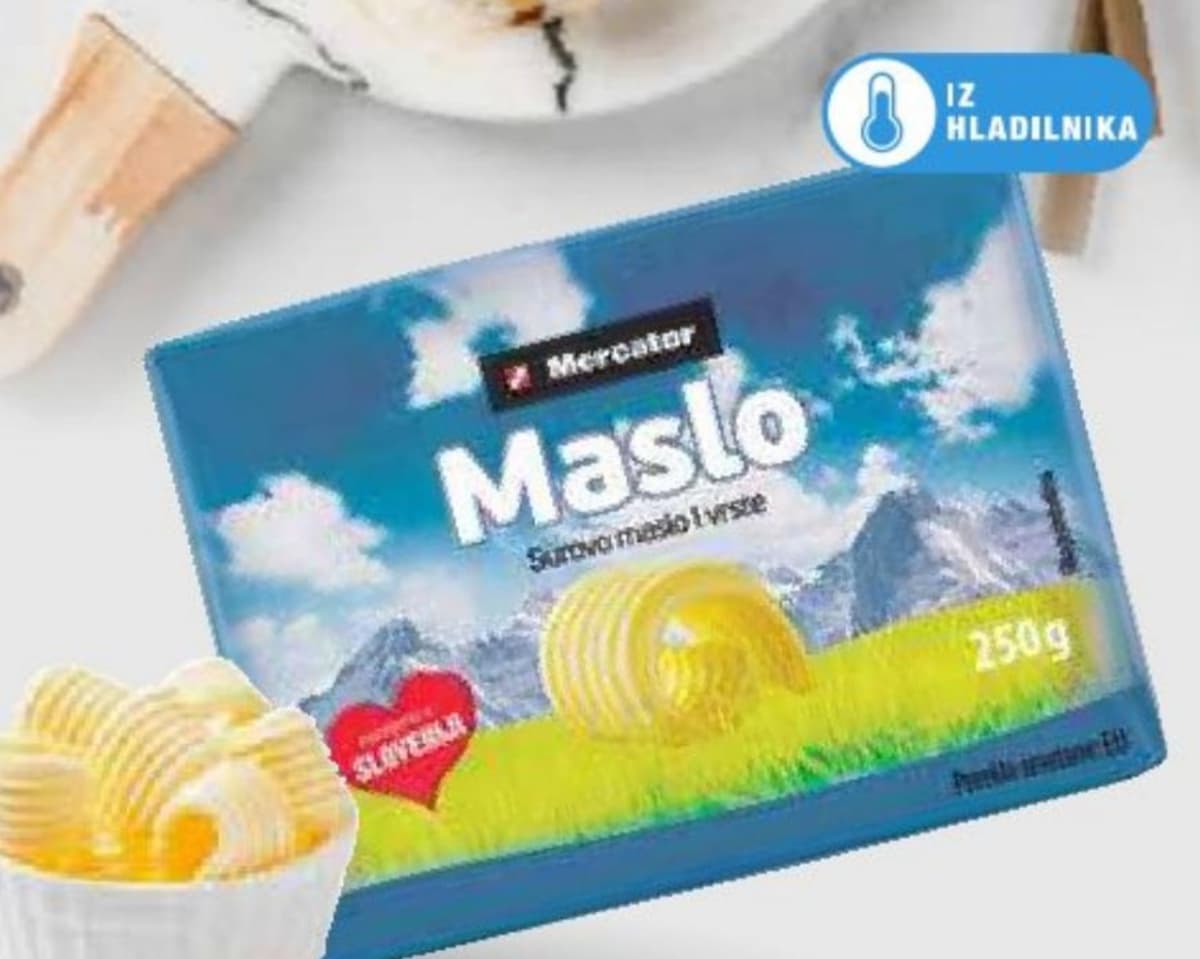 Maslo Mercator 250 g Akcija v trgovini Mercator