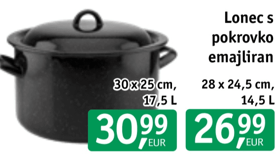 Lonec s pokrovko emajliran 14,5 L Akcija v trgovini Jager