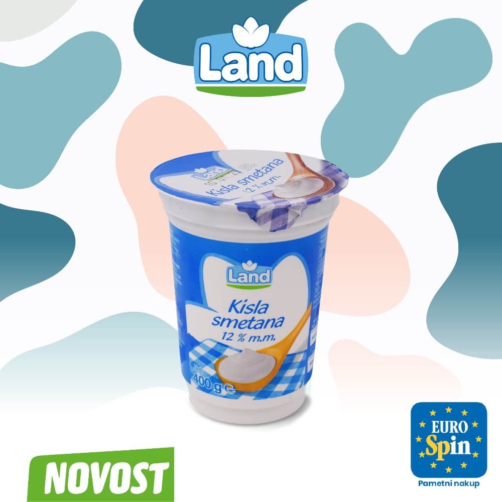 Land kisla smetana 12 % m. m. 400 g Akcija v trgovini Eurospin