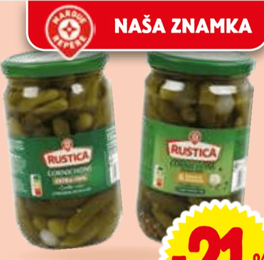 Zelo drobne kumarice Rustica 680 g ali 670 g Akcija v trgovini E.Leclerc