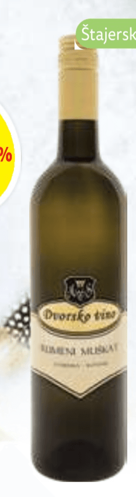 Kakovostno vino ZGP rumeni muškat Posestvo Dvor 0,75 l Akcija v trgovini E.Leclerc