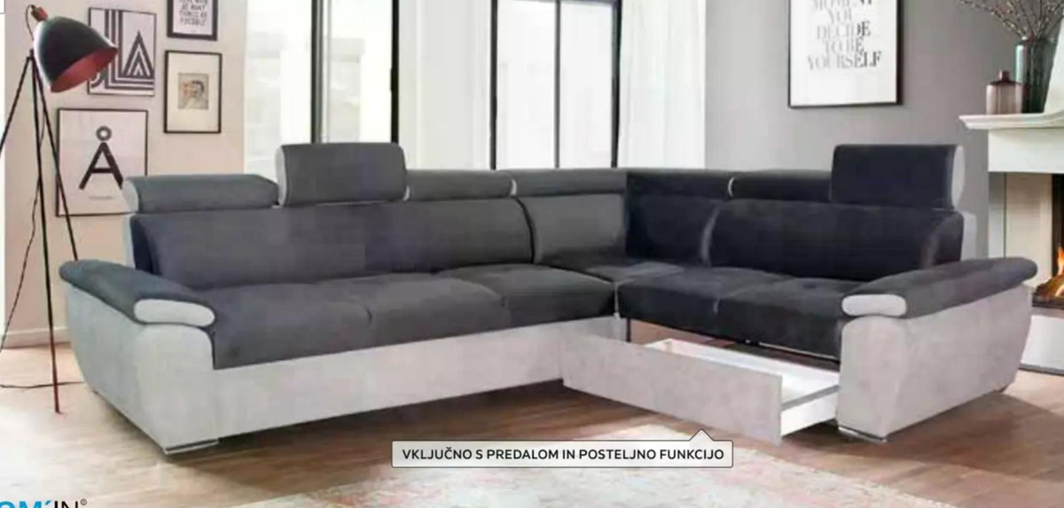 Sedežna garnitura 305 X 242 cm HOM'IN Akcija v trgovini Lesnina