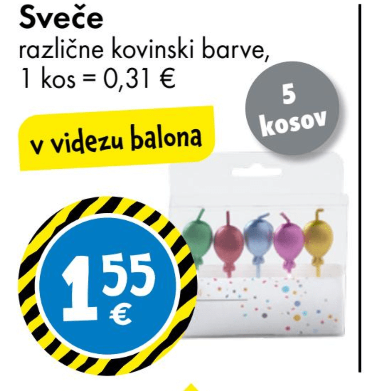 Sveče 5 kosov - Akcija v trgovini Tedi