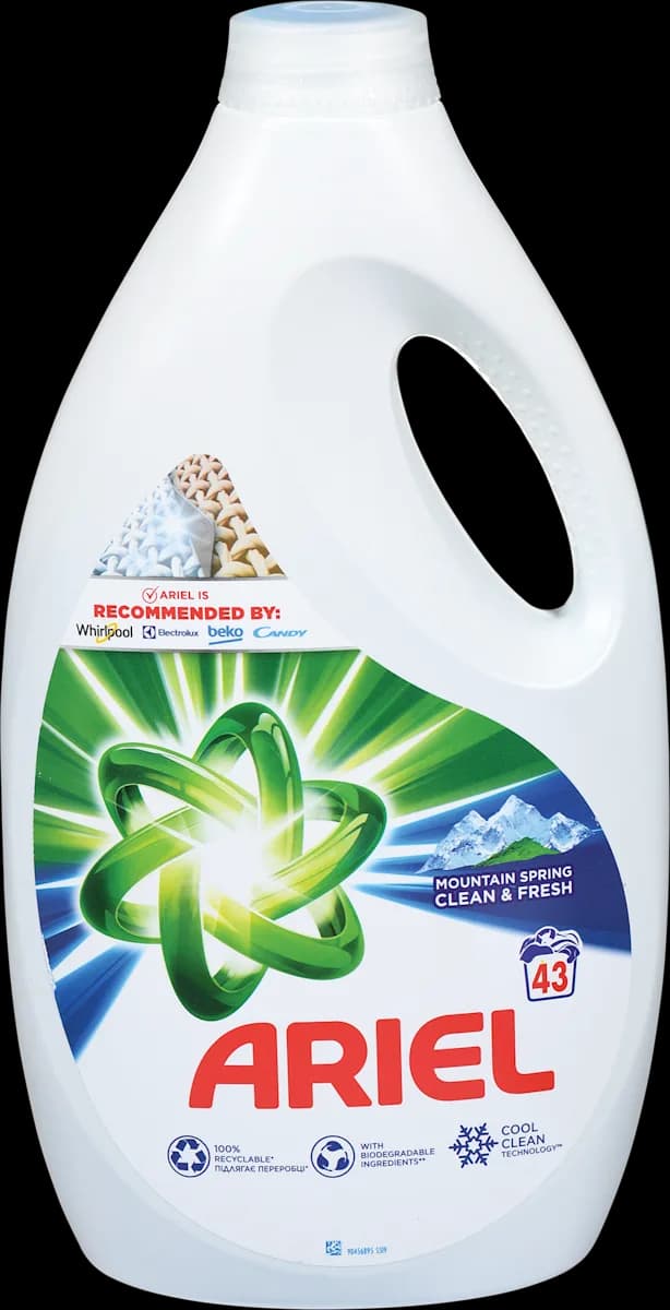 Sredstvo za pranje perila Ariel 4.4 kg (Prah Mountain Spring), 3.74 kg (Oxi Effect), 3.87 l (Tekoči Mountain Spring ali Color) Akcija v trgovini Tuš