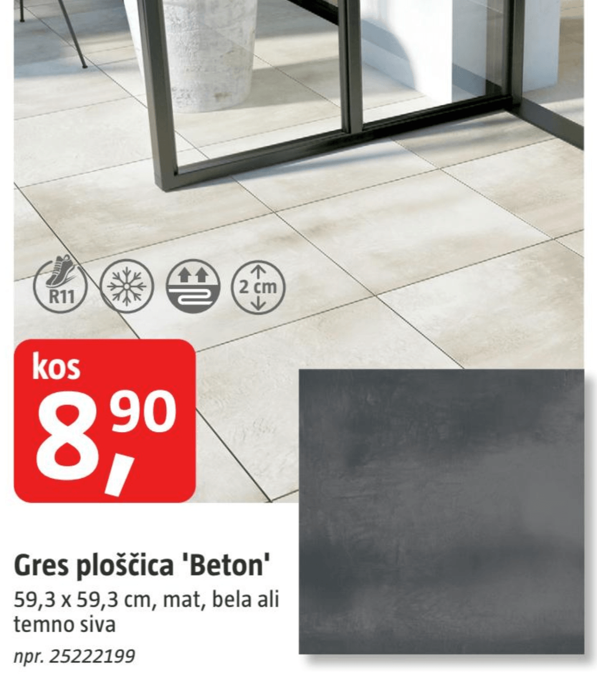 Gres ploščica 'Beton' - Akcija v trgovini Bauhaus
