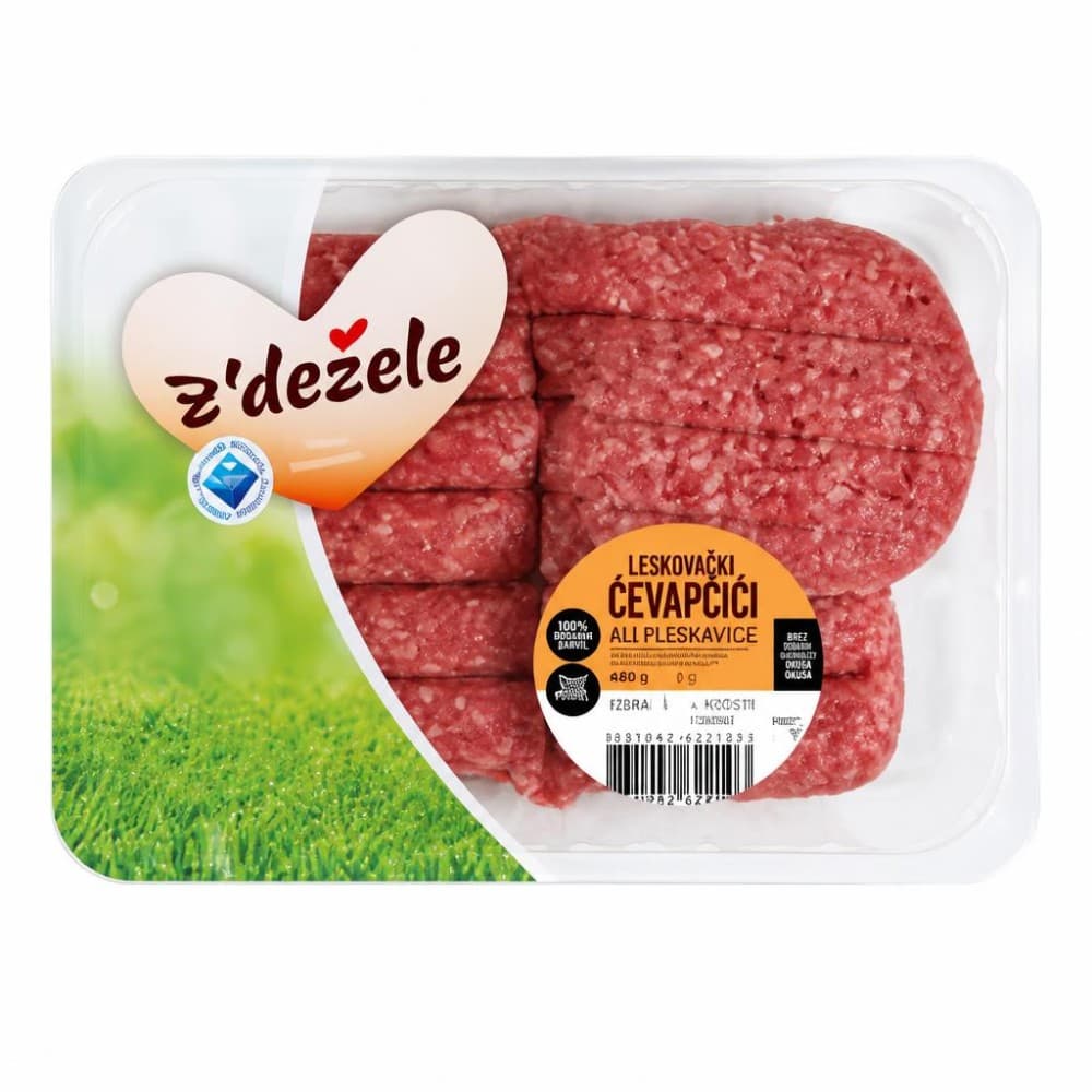 Leskovački čevapčići / pleskavice z'dežele 480 g Celjske mesnine Akcija v trgovini Tuš