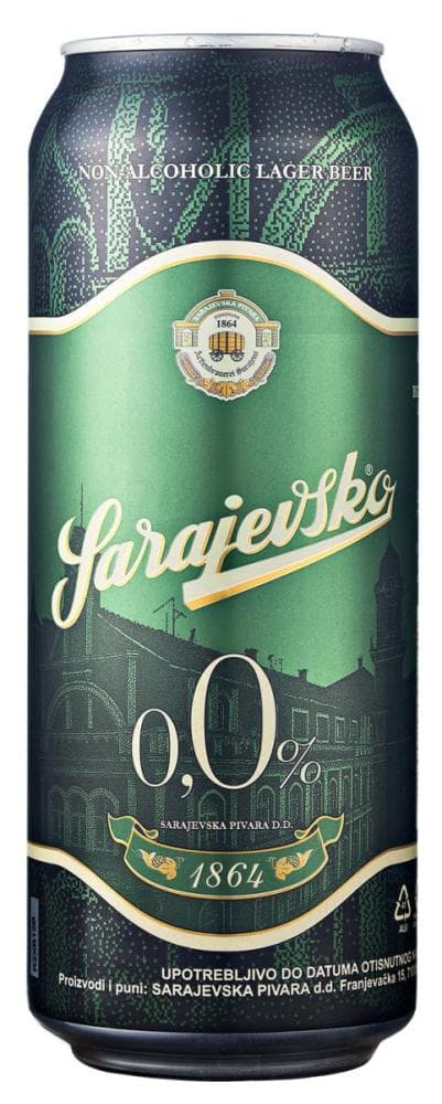Sarajevo pivo brezalkoholno svetlo 0,5 l Akcija v trgovini E.Leclerc