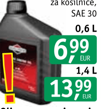 Olje Briggs&Stretton za kosilnice, SAE 30 0,6 L Akcija v trgovini Jager