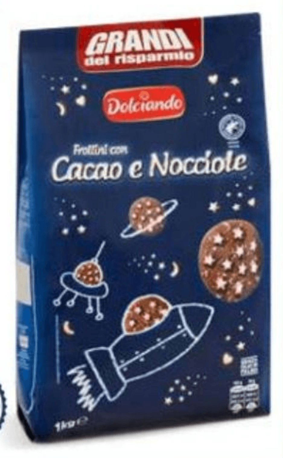 Kekse Frollini s kakavom in lešniki 1 kg Dolciando - Akcija v trgovini Eurospin