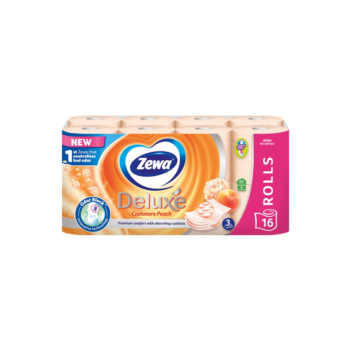 Toaletni papir z vonjem breskve 16 rol Peach Strong & Soft Akcija v trgovini Eurospin