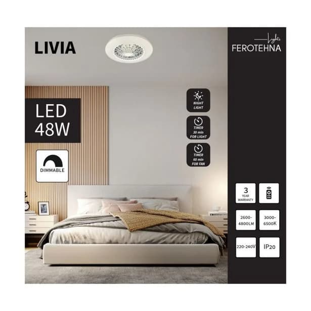Stropni ventilator z LED-osvetlitvijo Livia Akcija v trgovini Pevex