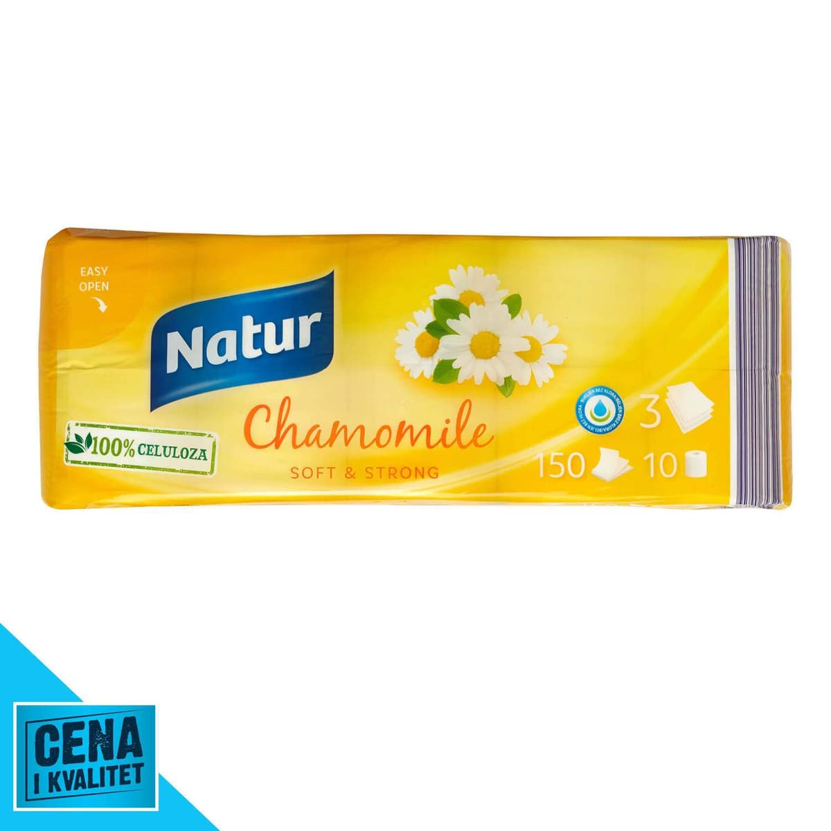 Toaletni papir Natur kamilica 3 slojni, 150 lističev, 10/1 Akcija v trgovini Mercator