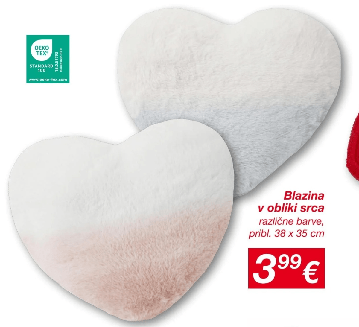 Blazina v obliki srca pribl. 38 x 35 cm - Akcija v trgovini Kik