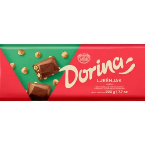 Riževa ali mlečna čokolada Dorina 220 g ali 250 g Akcija v trgovini E.Leclerc