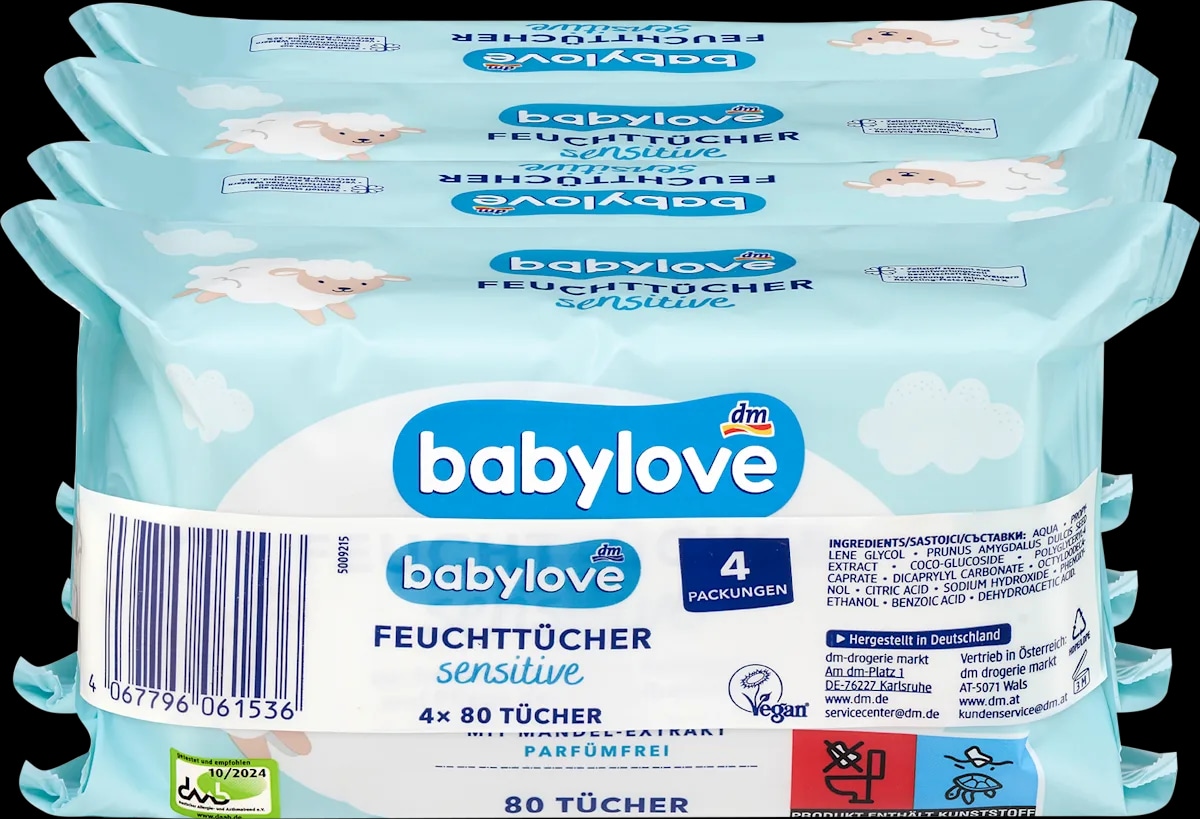 babylove vlažni robčki 320 kosov - Akcija v trgovini Dm