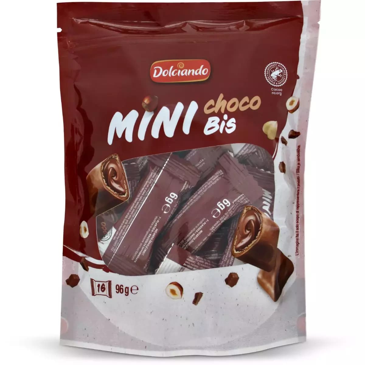 Dolciando mini čokoladni vaflji z lešnikovo kremo 96 g Akcija v trgovini Eurospin