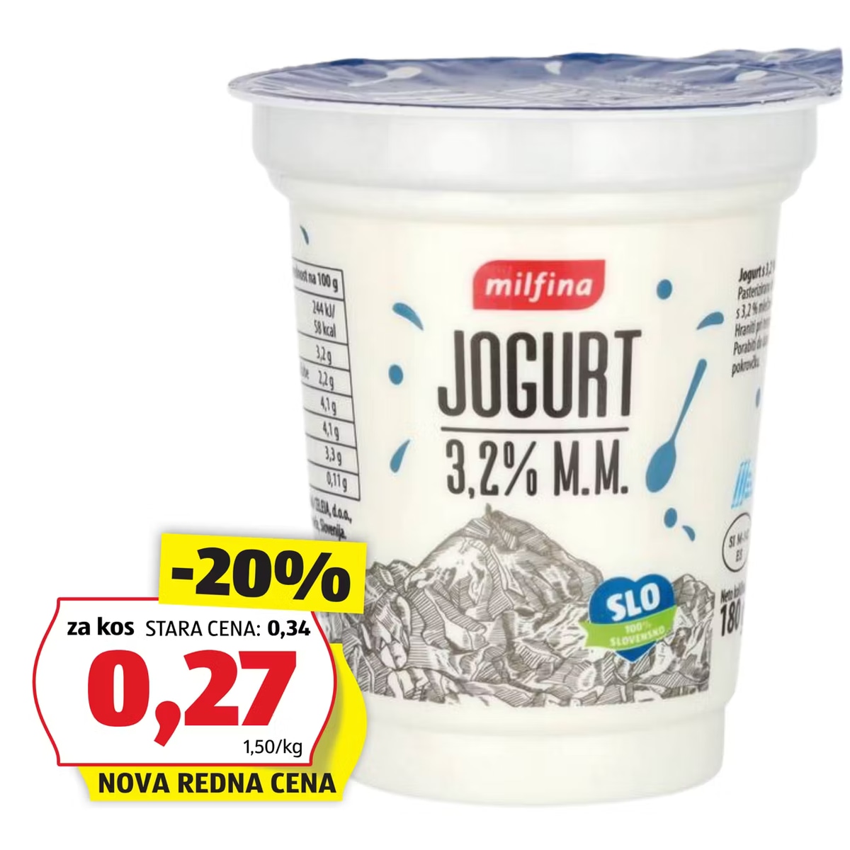 Jogurt 180 g Akcija v trgovini Hofer