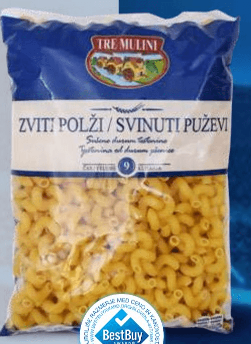 Tre Mulini mini polžki 500 g Akcija v trgovini Eurospin