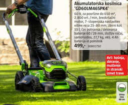 Akumulatorska kosilnica 'GD60LM46SPK4'