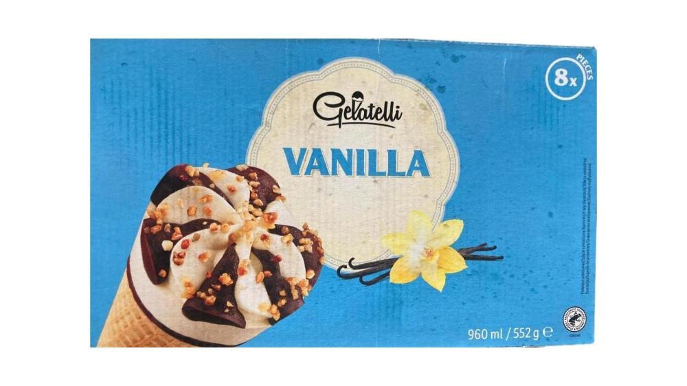 GELATELLI Vanilijevi korneti 8 x 120 ml - Akcija v trgovini Lidl