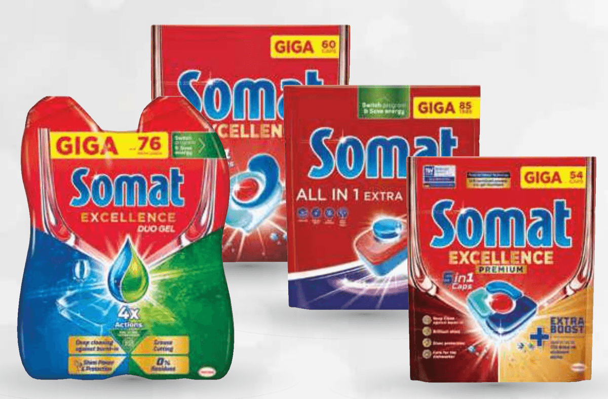 Somat Detergent kapsule 54/1, 60/1, 70/1, 85/1, gel 1,368 I - Akcija v trgovini Mercator