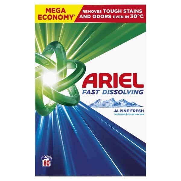 Ariel detergent za pranje perila ali gel ali kapsule 4,4 kg ali do 80 pranj / 4,05 l ali do 90 pranj / 60 kapsul Akcija v trgovini E.Leclerc