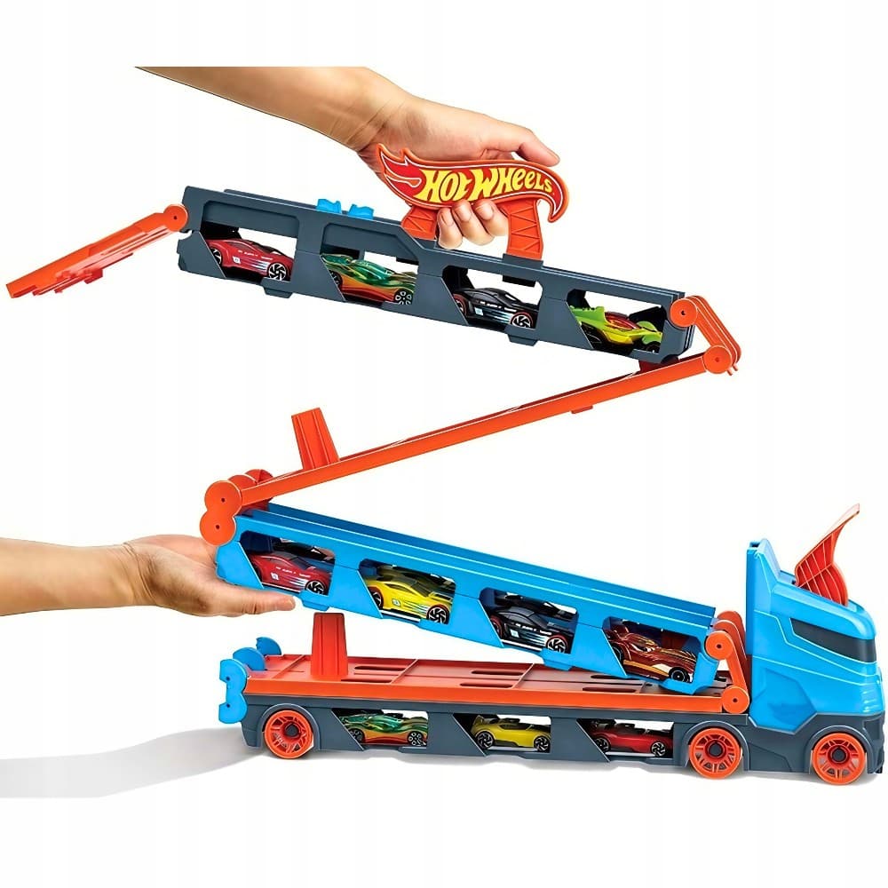 Hot Wheels 2v1 Dirkalna Steza Transporter Mattel Akcija v trgovini Mueller