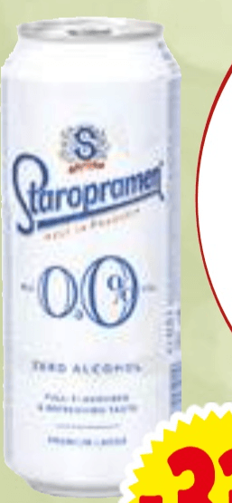 Staropramen brezalkoholno svetlo pivo 0,5 l Akcija v trgovini Lidl