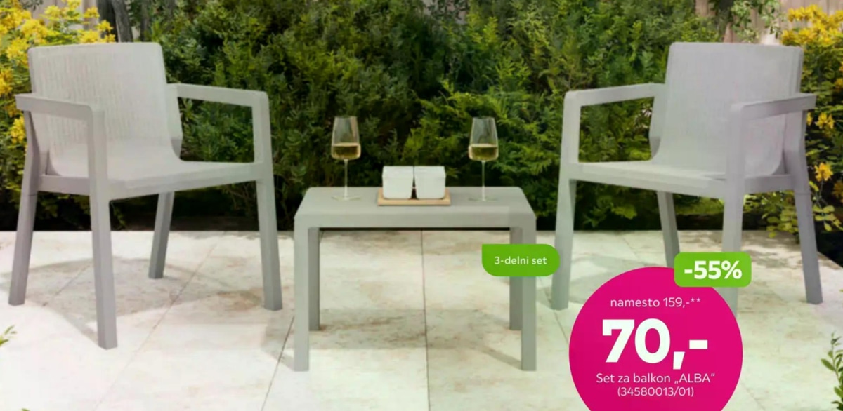 Set za balkon „ALBA" 3-delni set - Akcija v trgovini Mömax