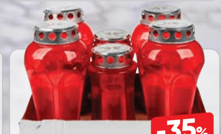 Set nagrobnih sveč 4 + 2 Akcija v trgovini Tuš