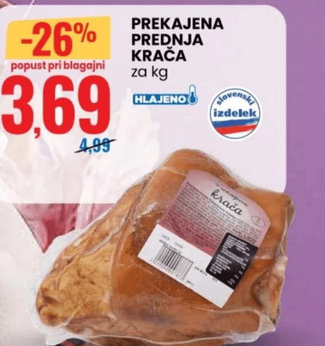 Prekajena prednja krača Akcija v trgovini Eurospin
