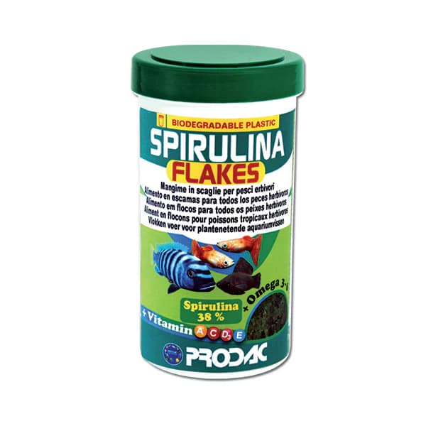 Krmna mešanica v obliki kosmičev s spirulino Prodac Spirulina Flakes 250ML Akcija v trgovini Mr. Pet