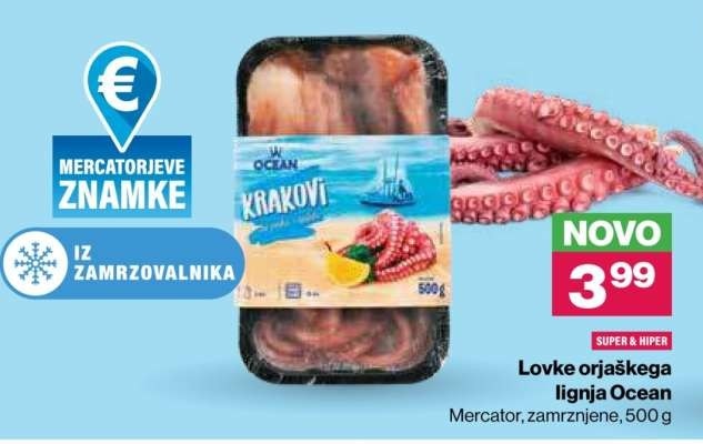 Lovke orjaškega lignja 500 g Ocean Akcija v trgovini Mercator