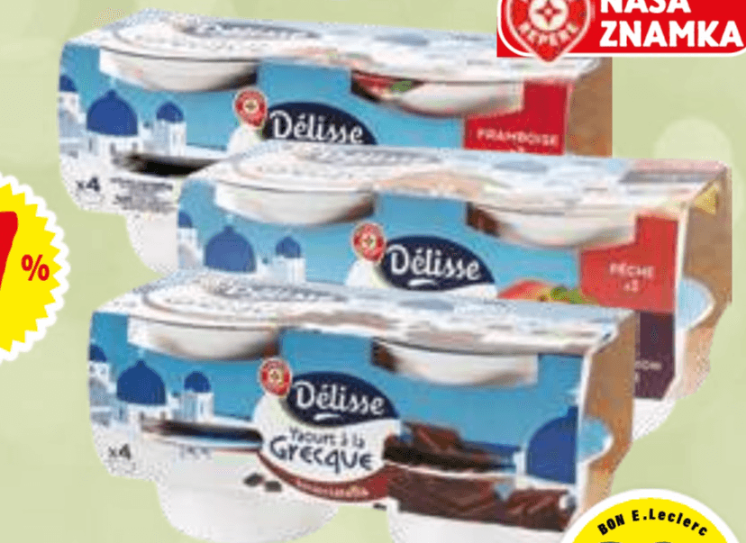 Jogurt po grško Delisse 600 g Akcija v trgovini E.Leclerc