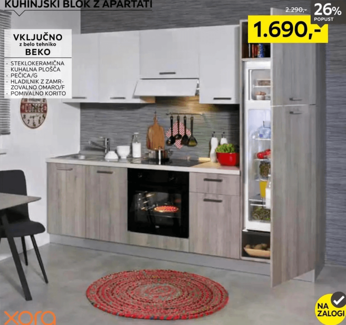 Kuhinjski blok z aparati xora - Akcija v trgovini Lesnina