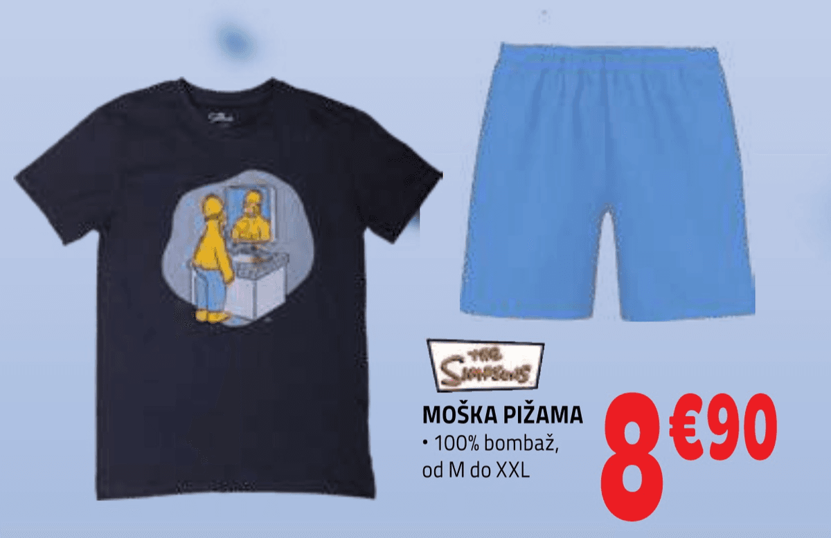 Moška pižama The Simpsons Akcija v trgovini E.Leclerc