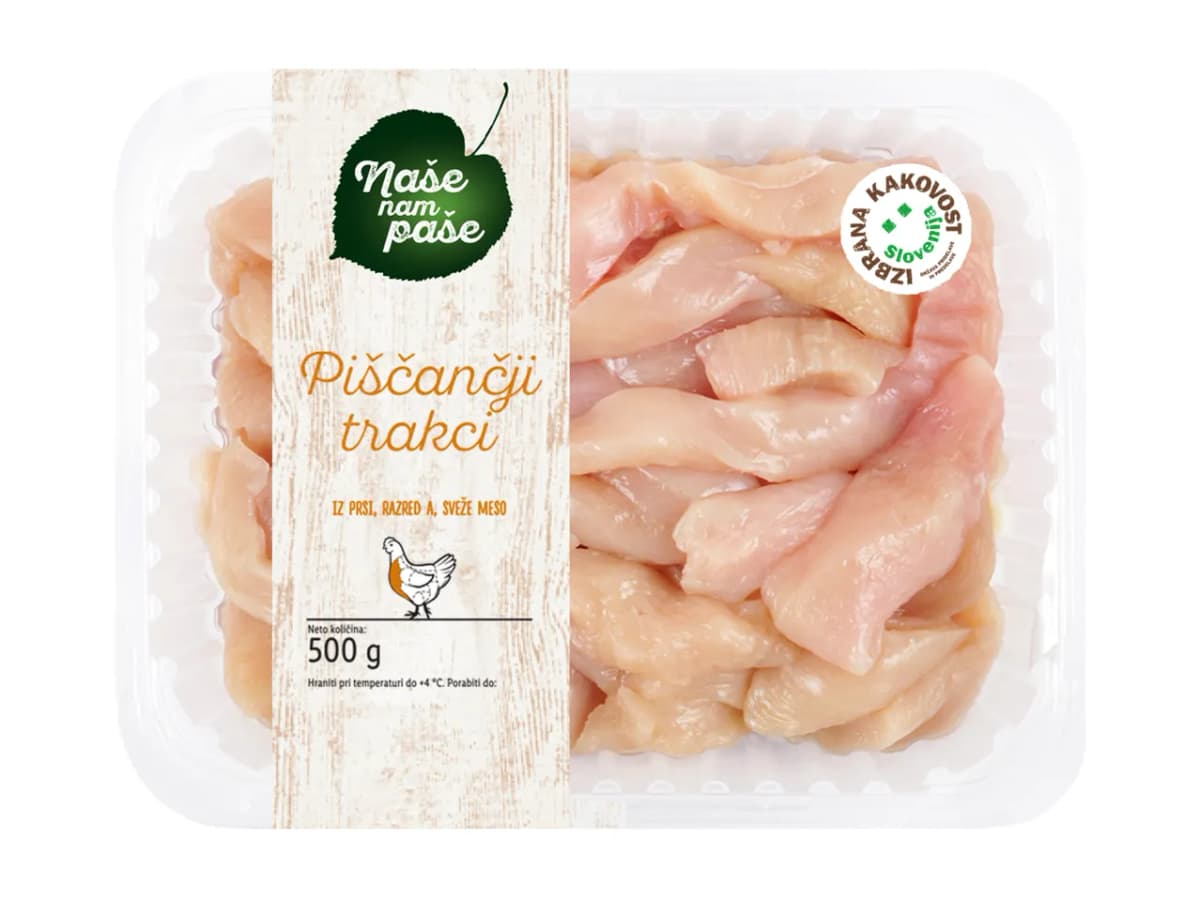 Sveži piščančji trakci 500 g Naše nam paše Akcija v trgovini Lidl
