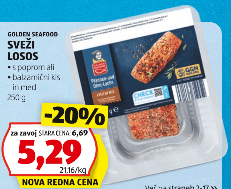 Golden Seafood Sveži losos 250 g Akcija v trgovini Hofer