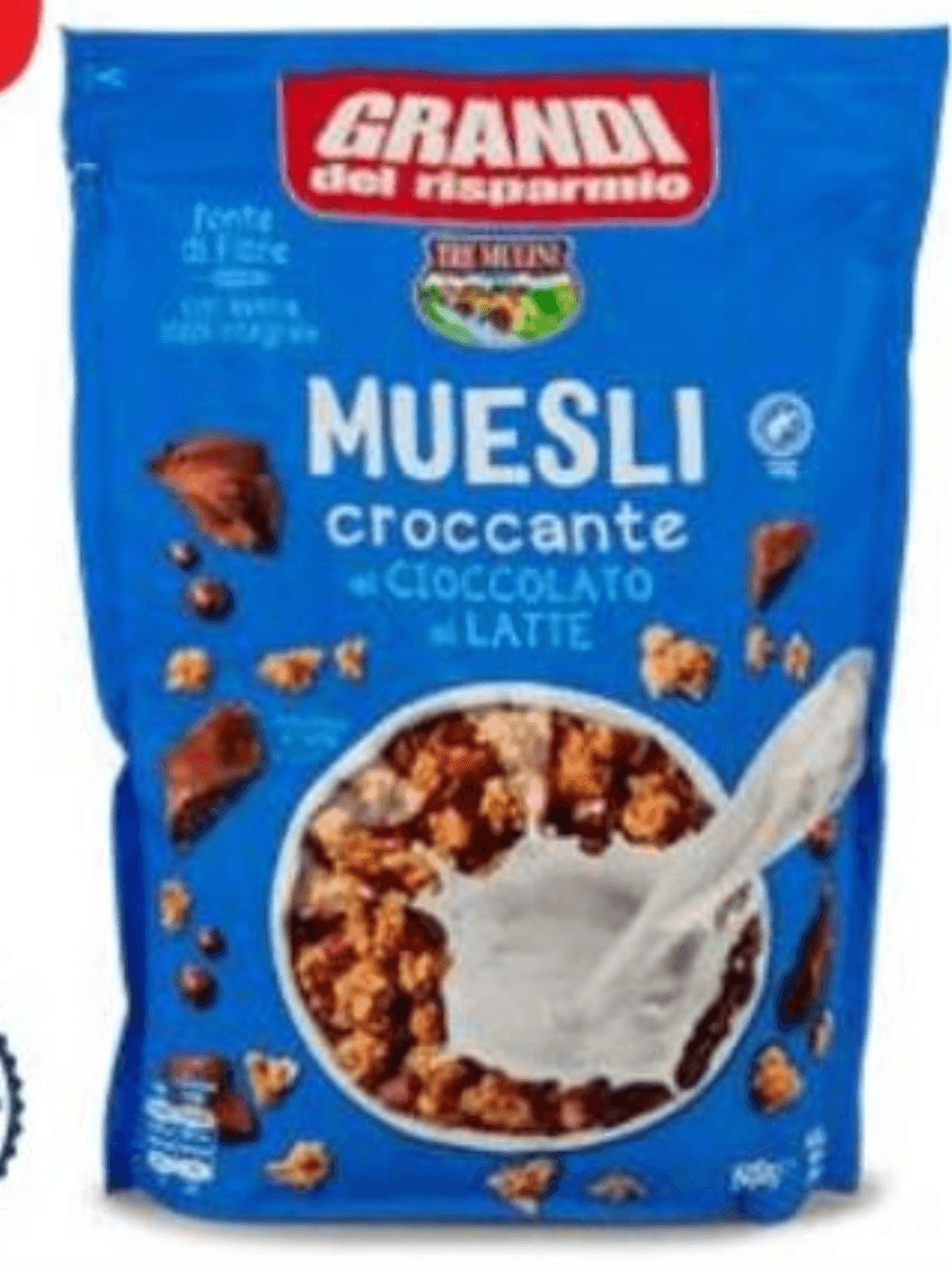 Hrustljavi muesli z mlečno čokolado 500 g Grandi del risparmio - Akcija v trgovini Eurospin