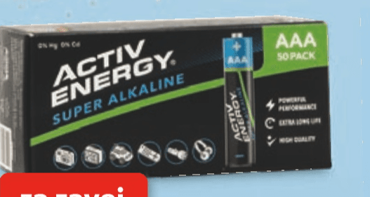Activ Energy baterije v velikem pakiranju 50 kosov Akcija v trgovini Hofer