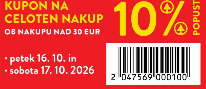 Kupon na celoten nakup Akcija v trgovini Spar