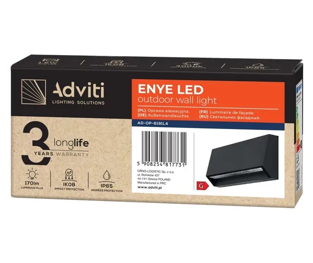 Fasadna LED svetilka Adviti Enye - Akcija v trgovini Jager