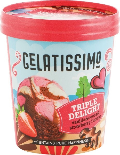 Sladoled Gelatissimo Triple Delight 470 ml - Akcija v trgovini Mercator