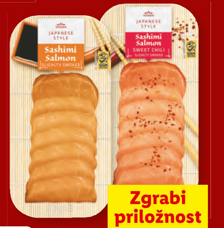 Vitasia Dimljen Losos Sashimi 80 g - Akcija v trgovini Lidl