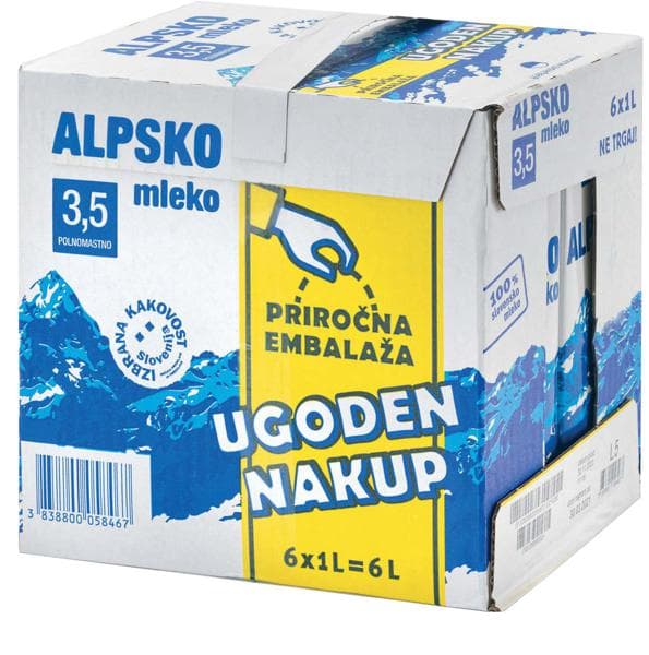 Alpsko mleko 6x1L Akcija v trgovini Tuš