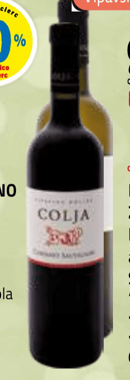 Kakovostno vino ZGP zelen, pinela, malvazija ali cabernet sauvignon Colja 0,75 l Akcija v trgovini E.Leclerc
