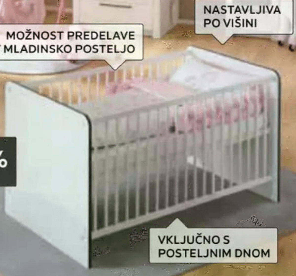 Otroška posteljica "LINE" 70 X 140 cm Akcija v trgovini Lesnina