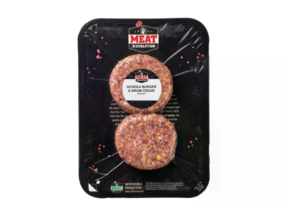 Meat Revolution svež goveji burger s Cheddar sirom 250 g Akcija v trgovini Lidl